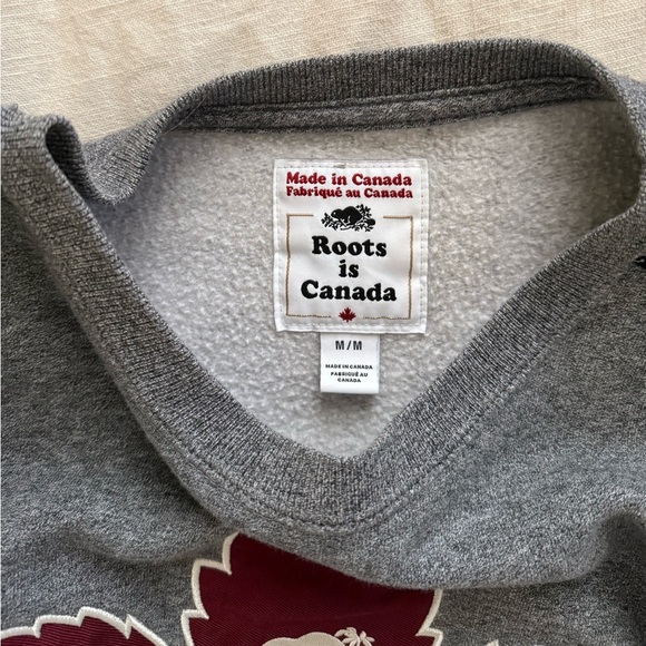 Roots Gray Crewneck Sweater with Red Canada Leaf - Picture 3 of 3